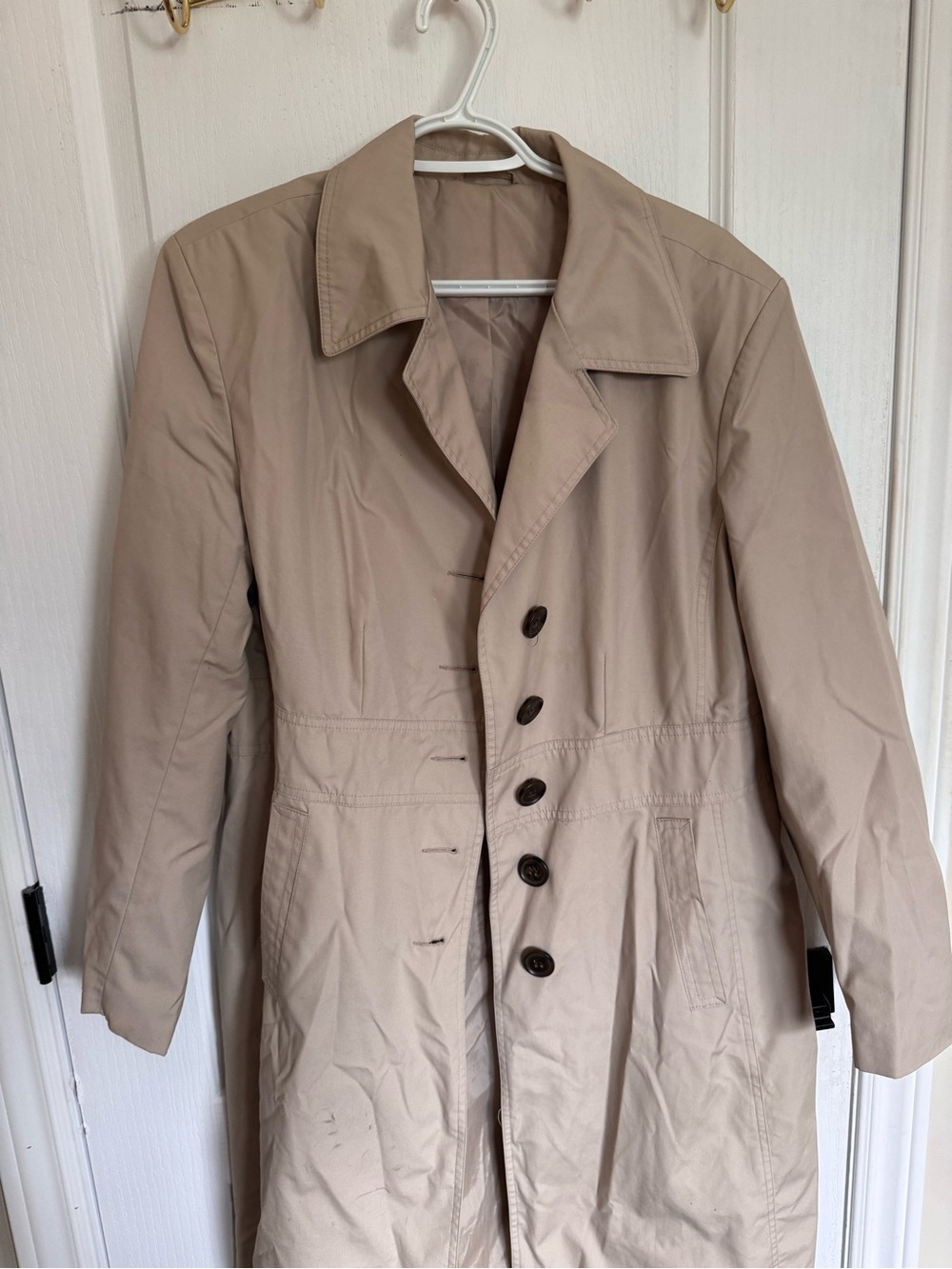 Men's Beige Trench Coat - Classic Single-Breasted Design